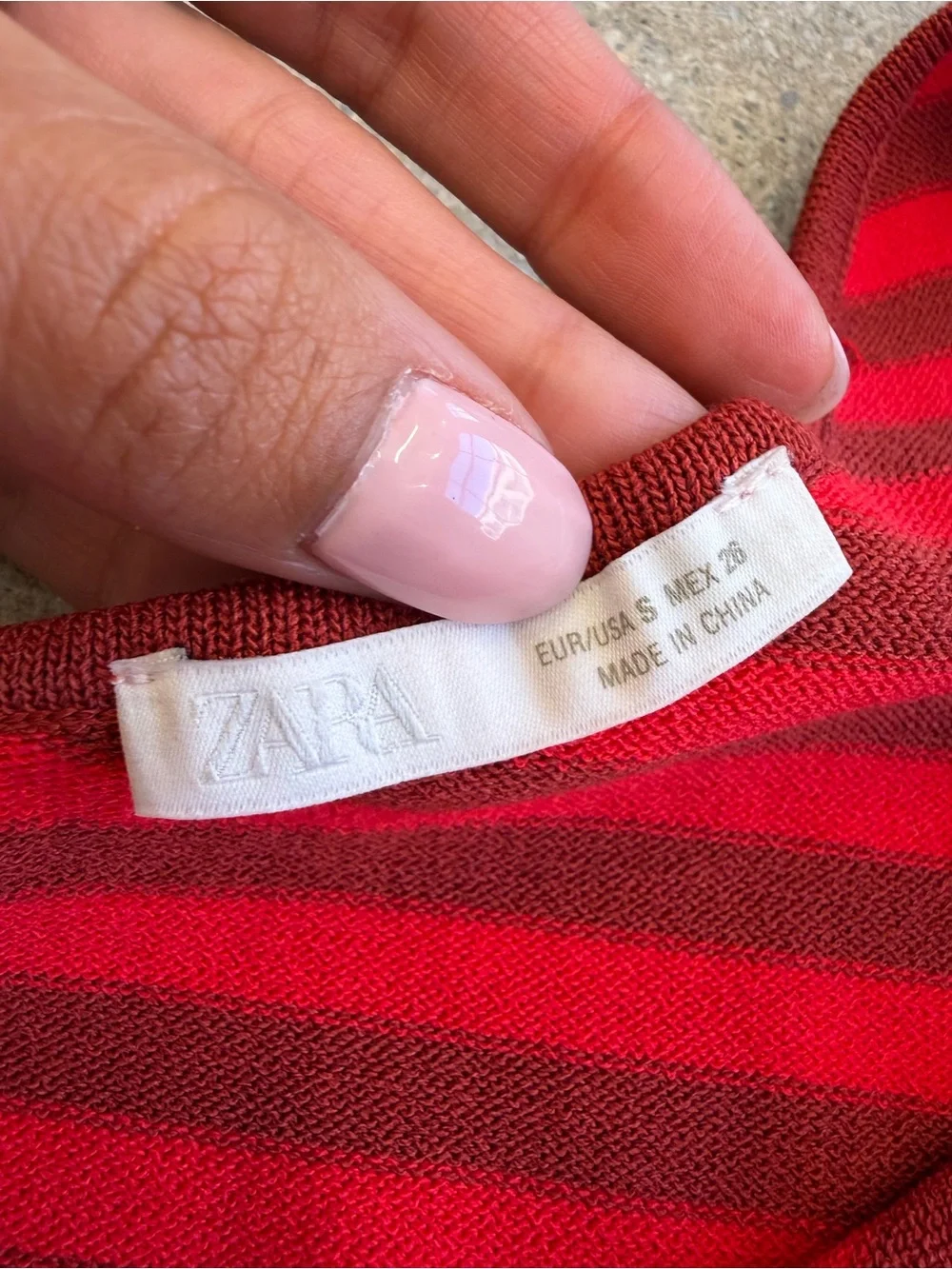 Zara Red Striped One-Shoulder Women's Top
